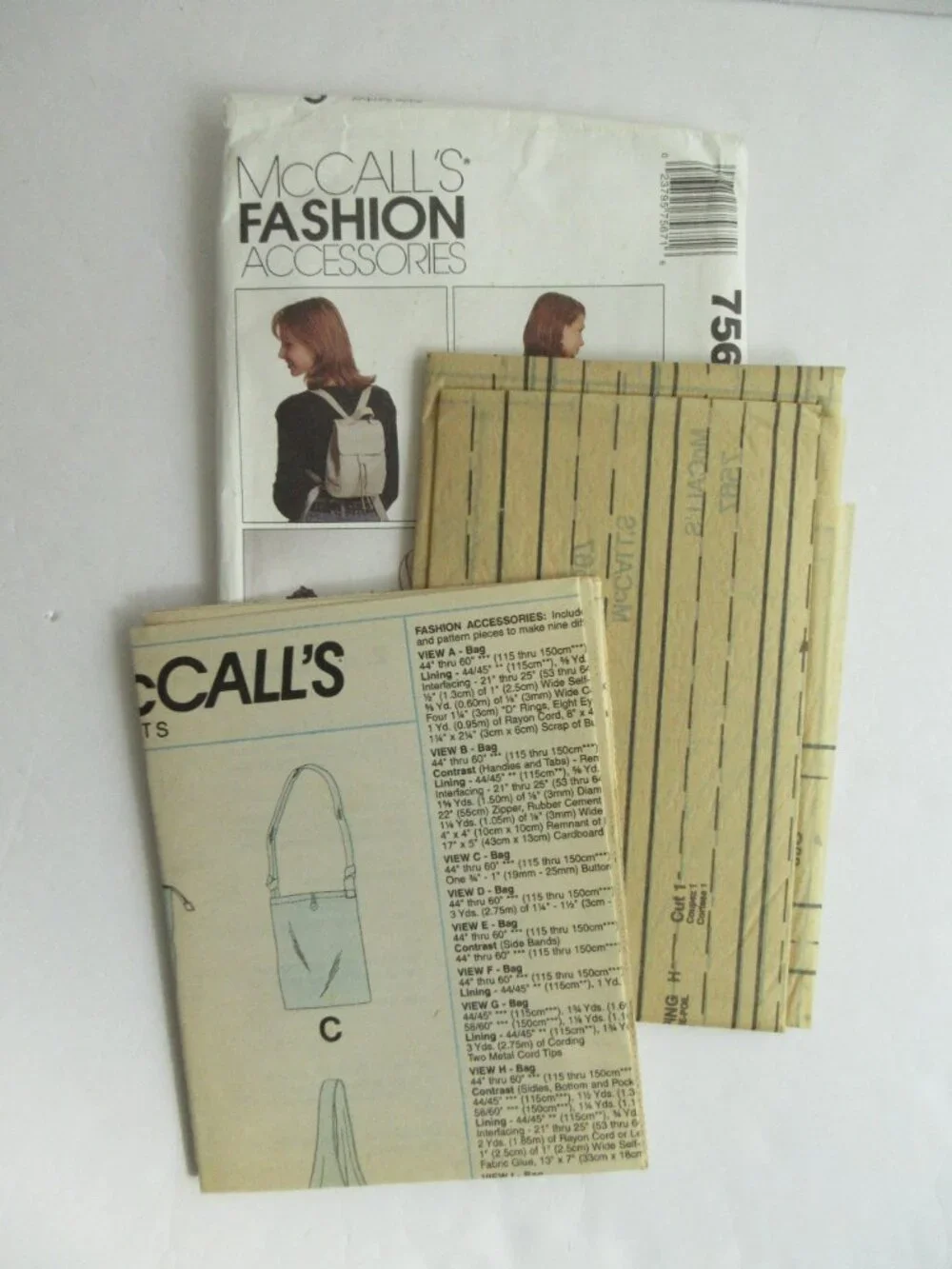 McCalls 7567 Pattern Carry On Fashion Accessories - Bags, Totes, Mini Backpack